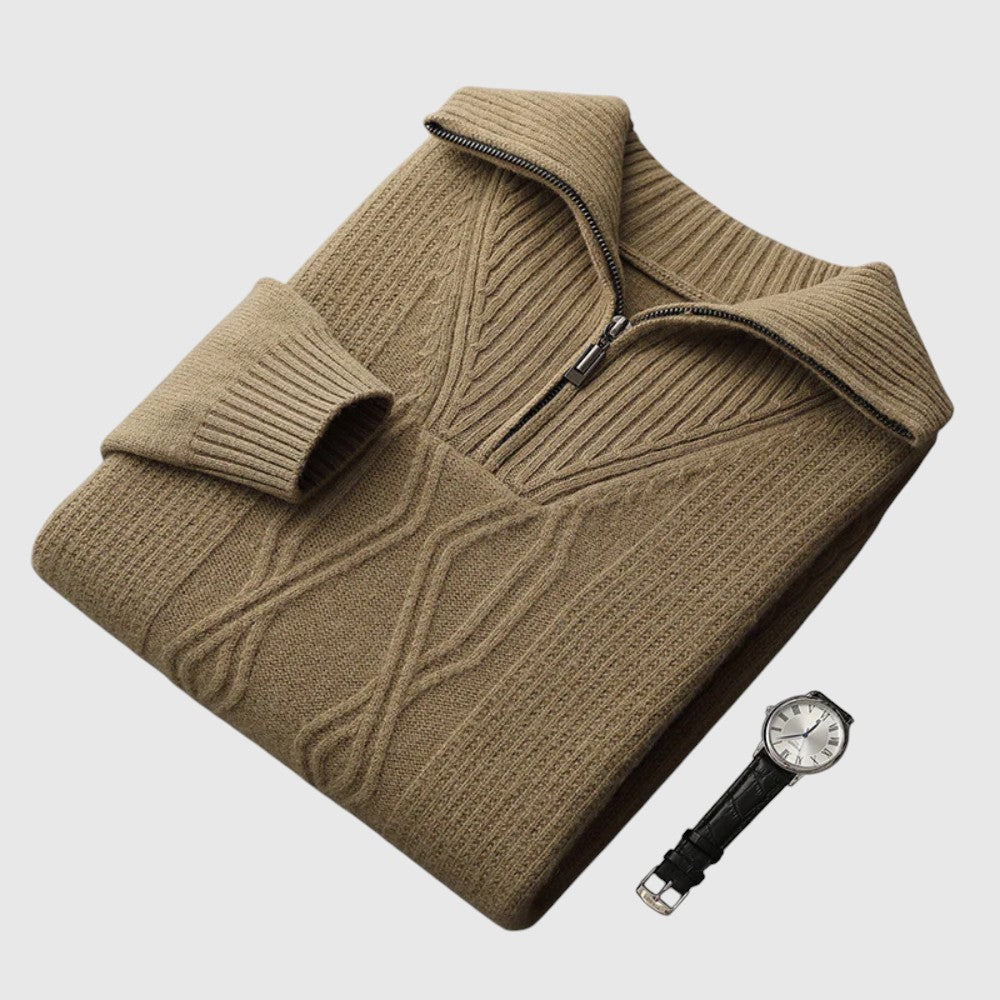 Perla- Camisola s cipzár Taranto merinó gyapjú