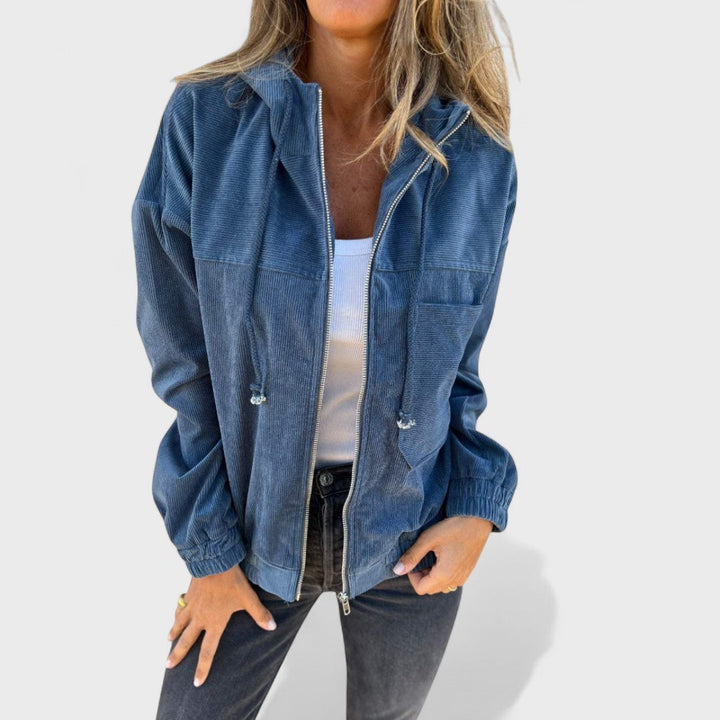 Pavla - Sametový kabát s kapucí a zipem