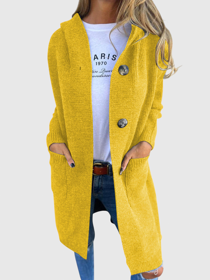 Giselle – Dlouhý pletený kabát s kapucí 