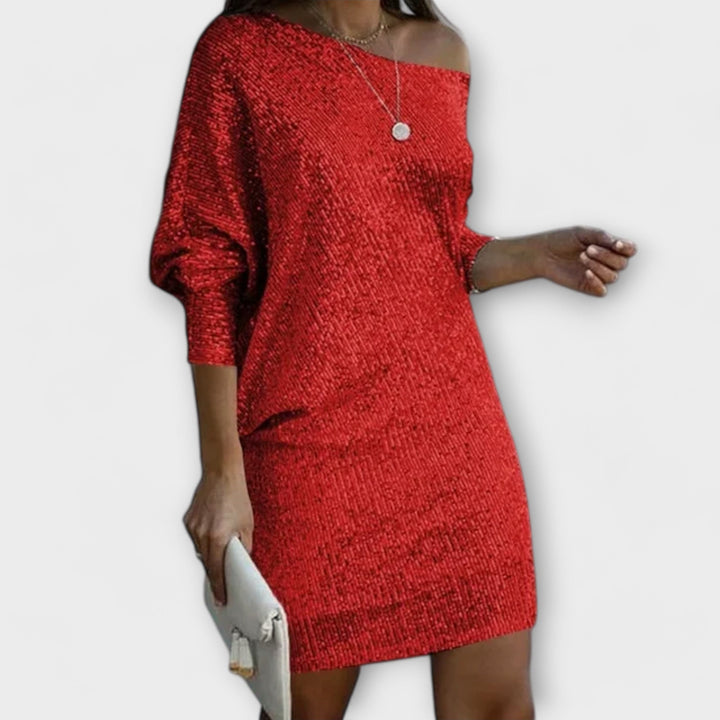 Plesové šaty s flitry a kontrastem 