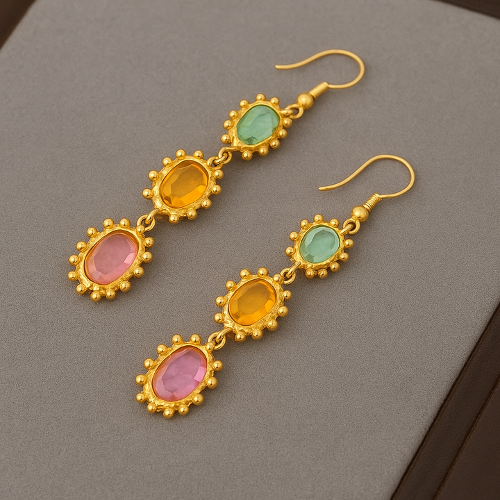 Undine | Pozlacené náušnice s barevnými kameny