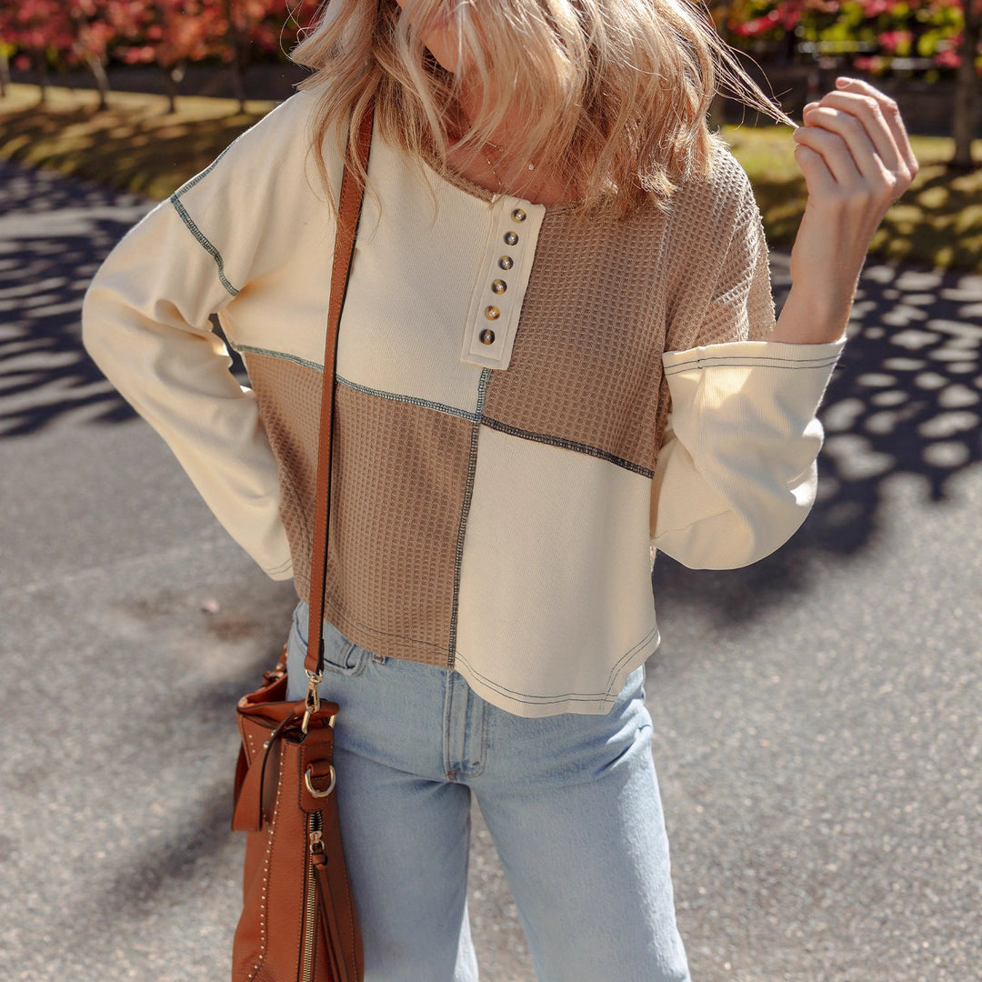 Almée™ | Svetr s kulatým výstřihem a patchworkovým designem