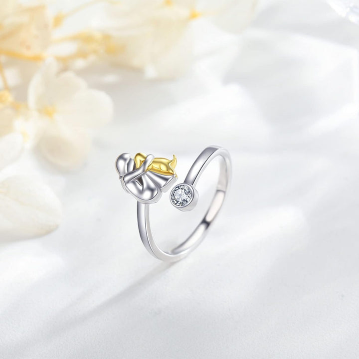 Nastavitelný psí prsten z 925 stříbra – Ručně vyrobený prsten pro ženy