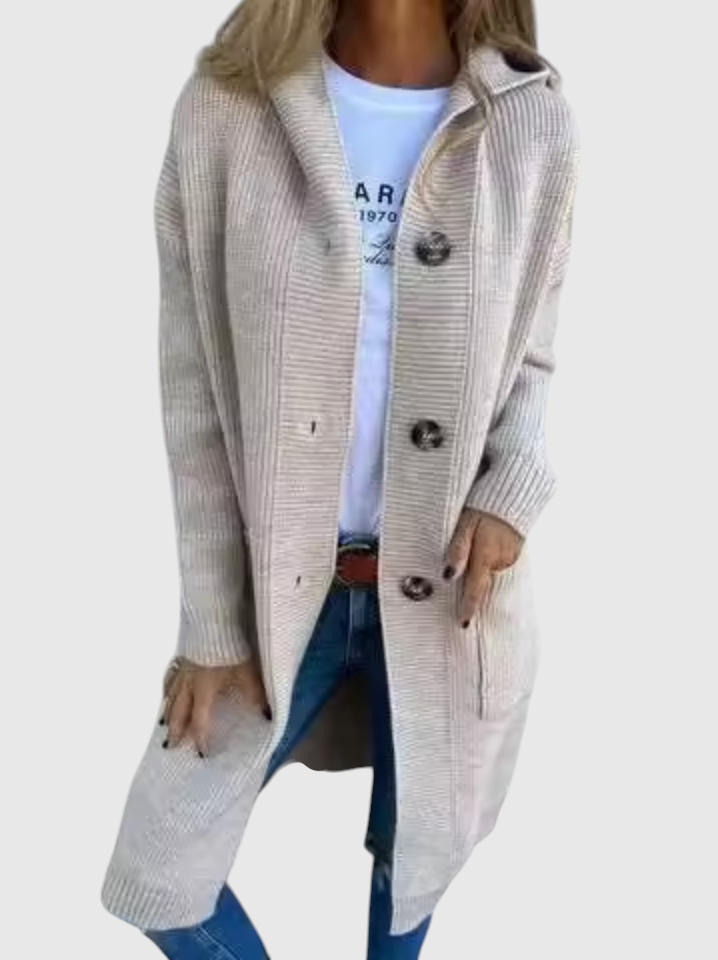 Giselle – Dlouhý pletený kabát s kapucí 