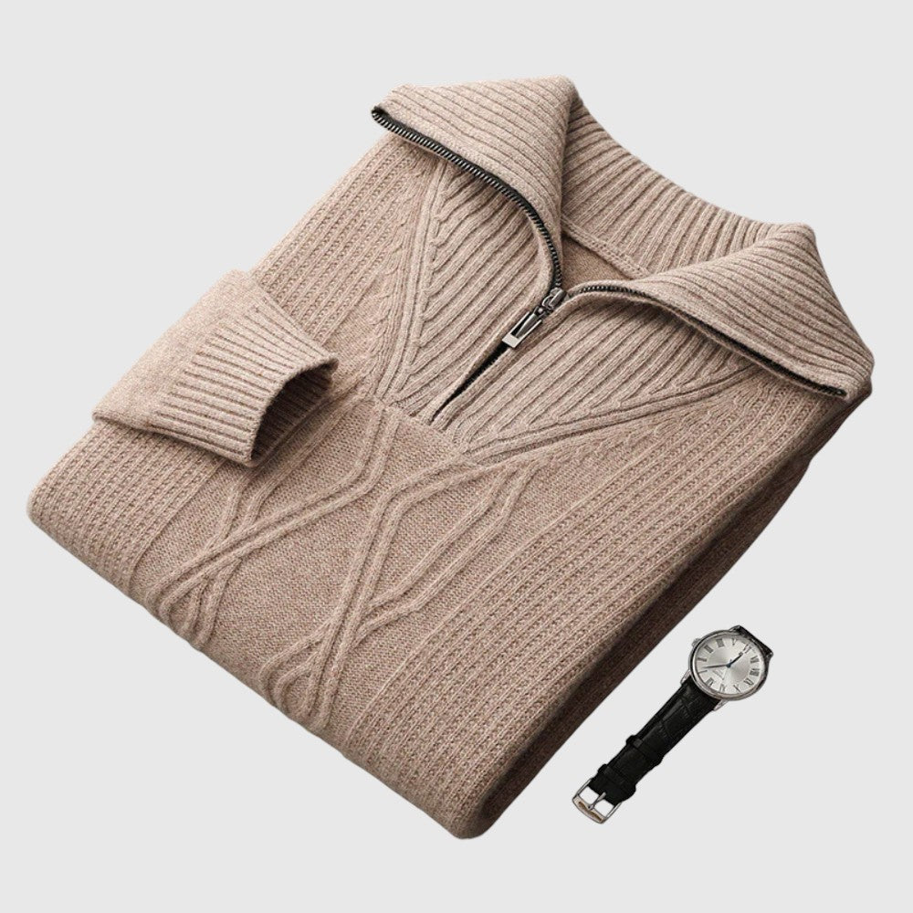 Perla- Camisola s cipzár Taranto merinó gyapjú