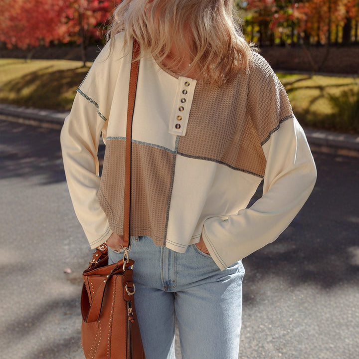 Almée™ | Svetr s kulatým výstřihem a patchworkovým designem