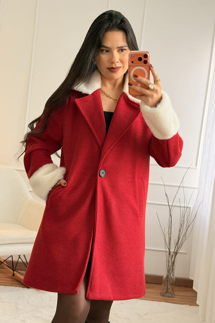 Kabát s umělou kožešinou 