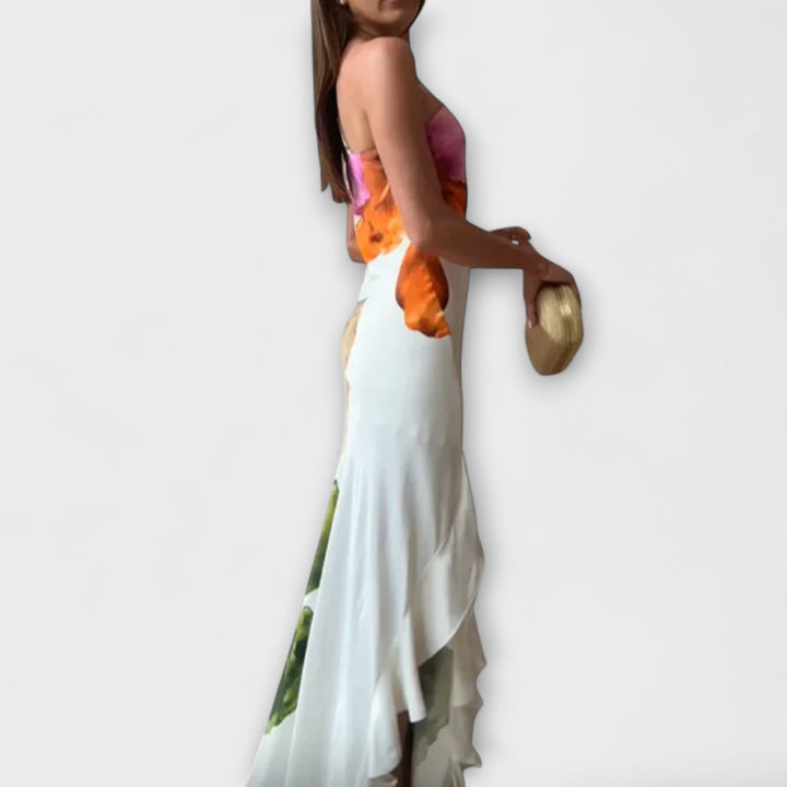 De Sapphire - Elegáns Patchwork Maxi Šaty 