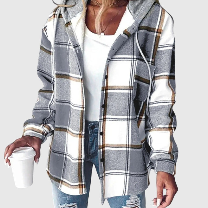 Maya – Kostkovaný ležérní kabát s kapucí