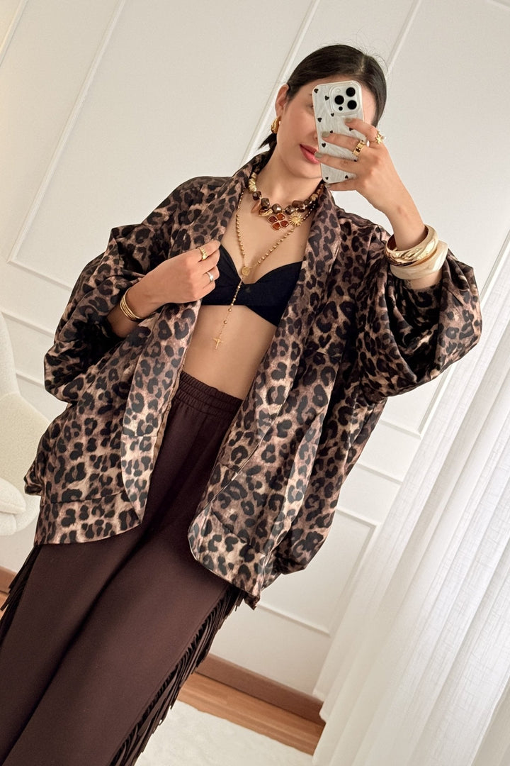 Bomber túlméretezett leopárdmintás MOCHY