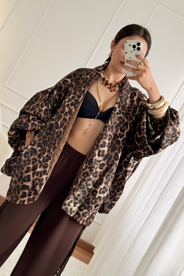 Bomber túlméretezett leopárdmintás MOCHY