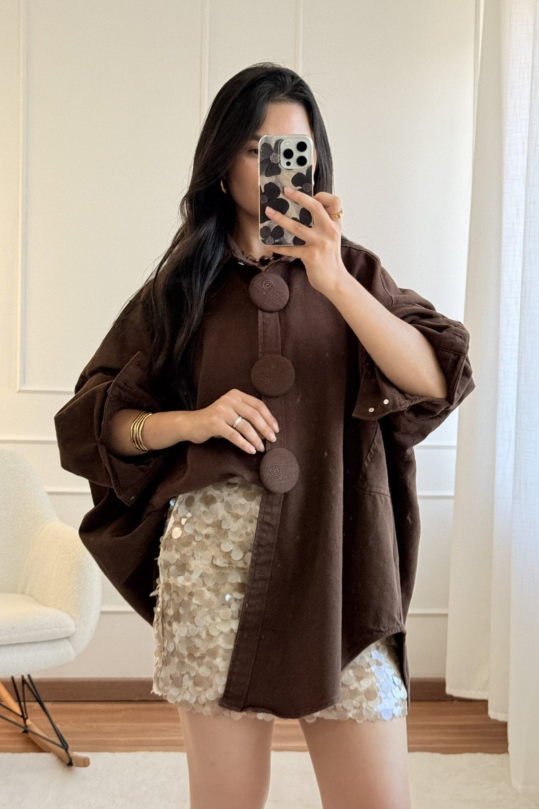 Oversize košile s vyšívanými knoflíky