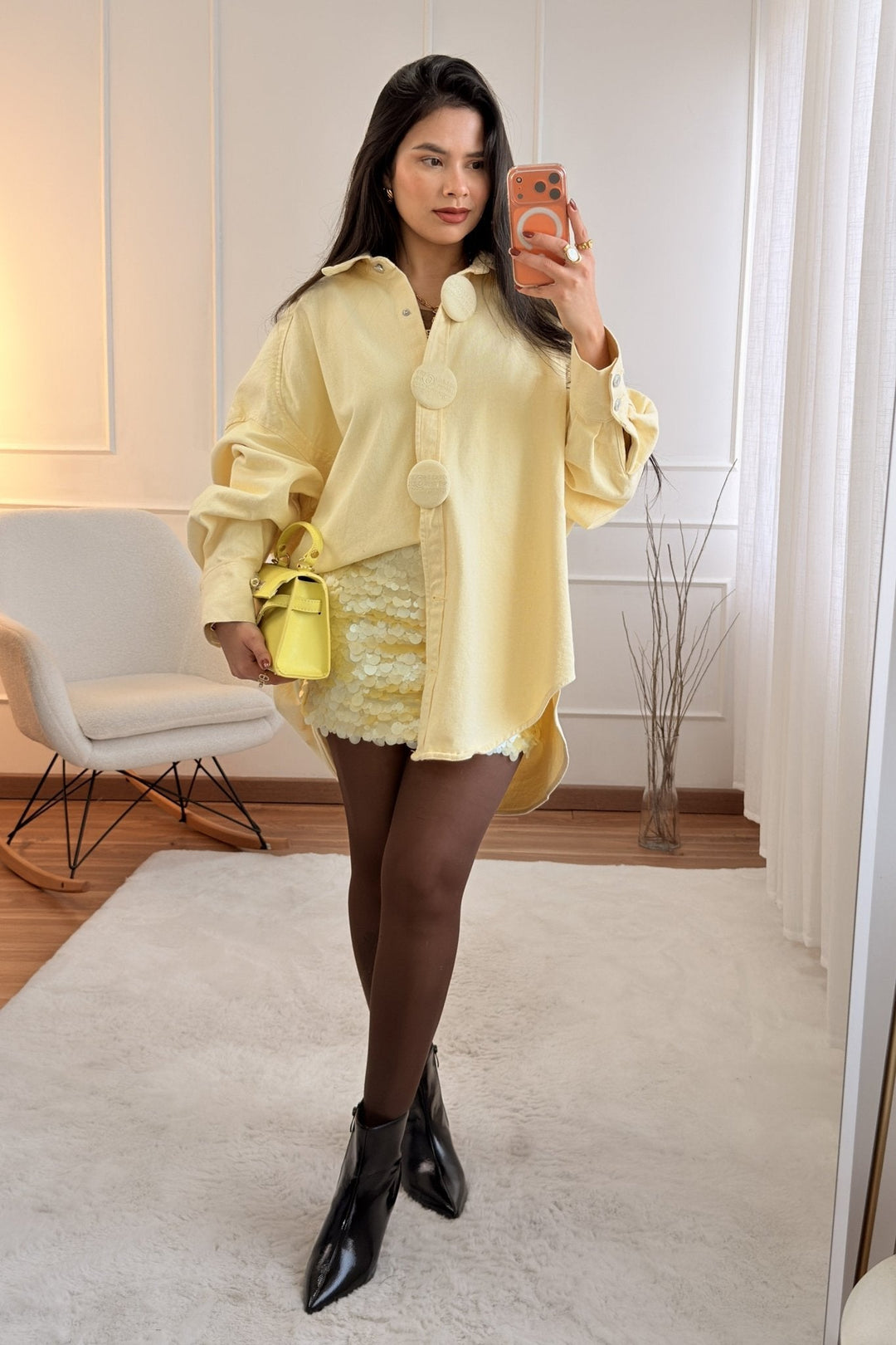 Oversize košile s vyšívanými knoflíky