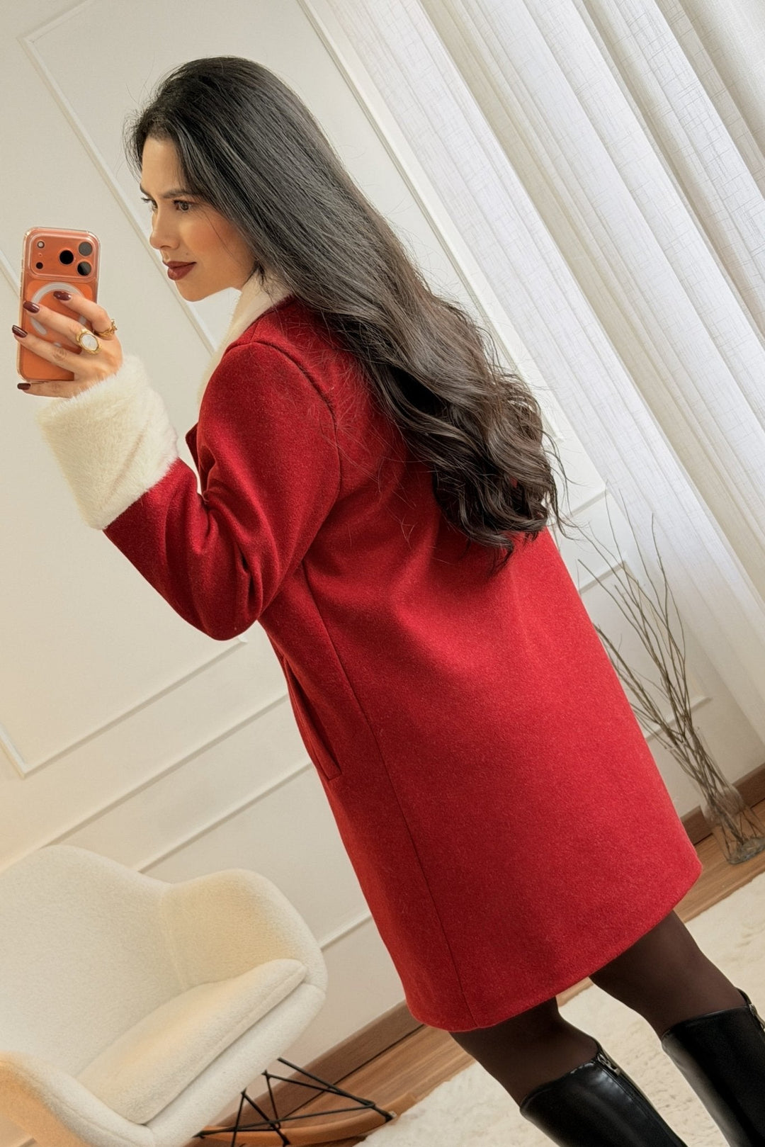 Kabát s umělou kožešinou 