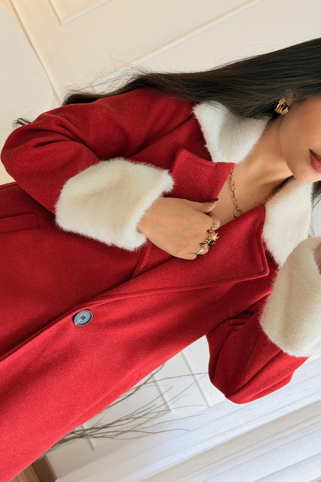 Kabát s umělou kožešinou 