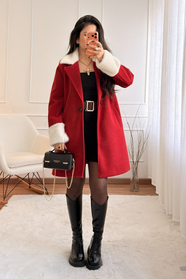 Kabát s umělou kožešinou 