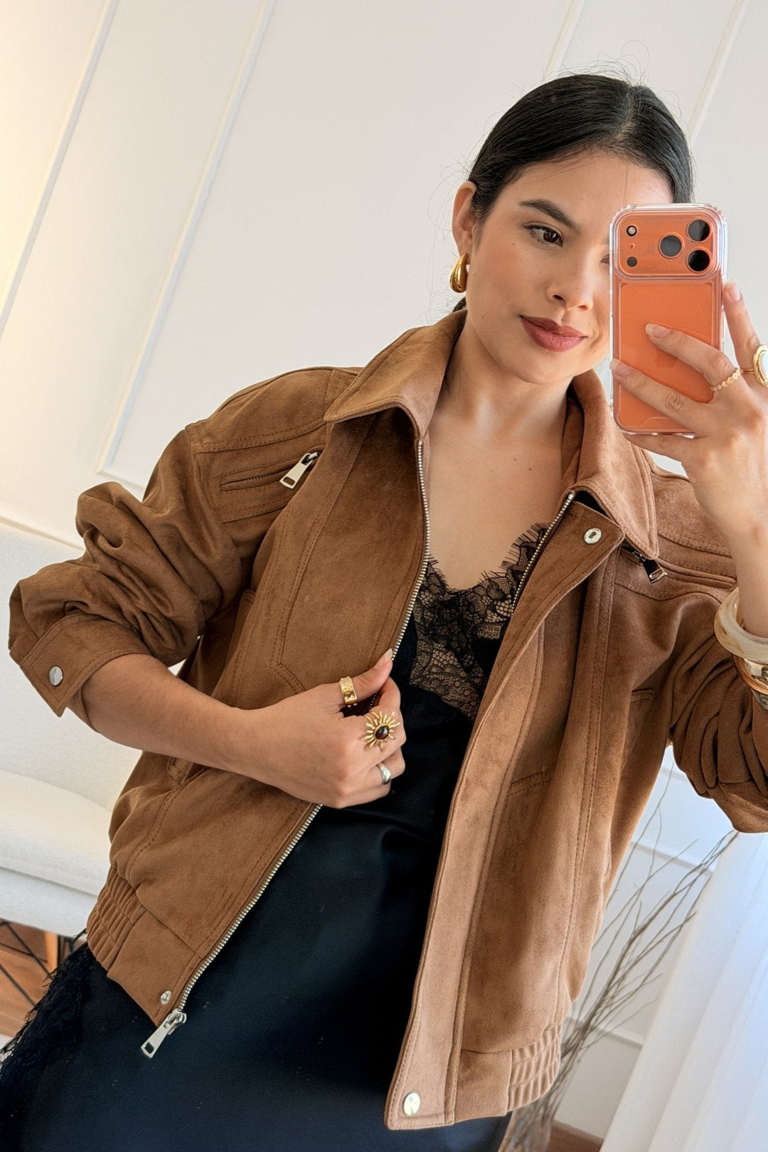 Syntetický semišový kabát GD