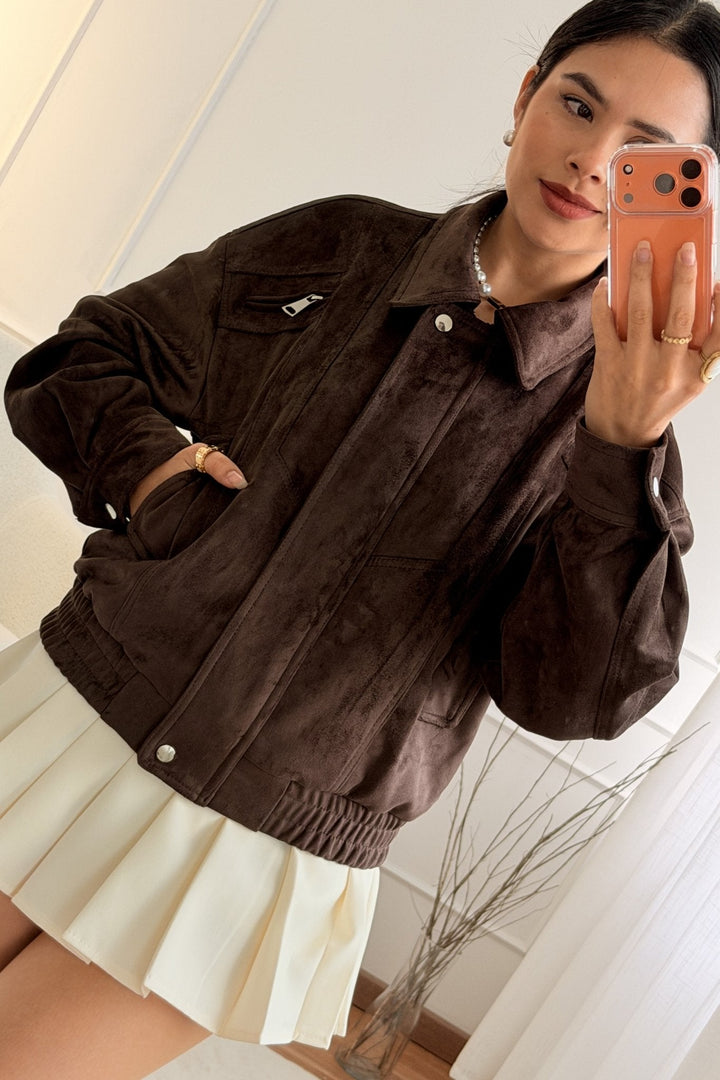 Syntetický semišový kabát GD