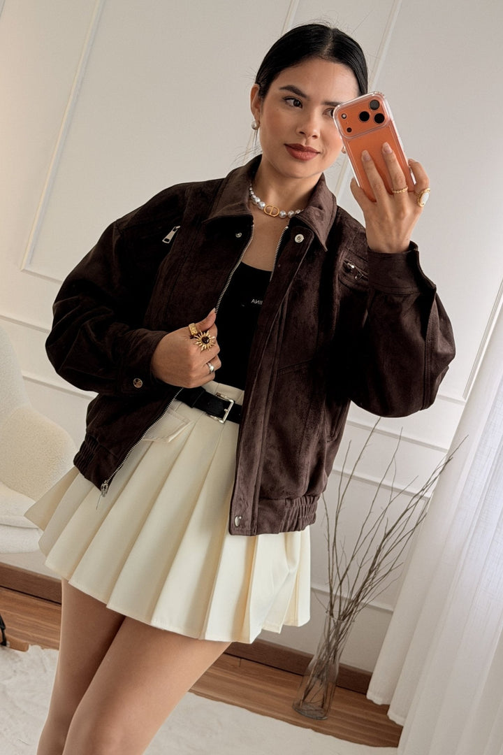 Syntetický semišový kabát GD