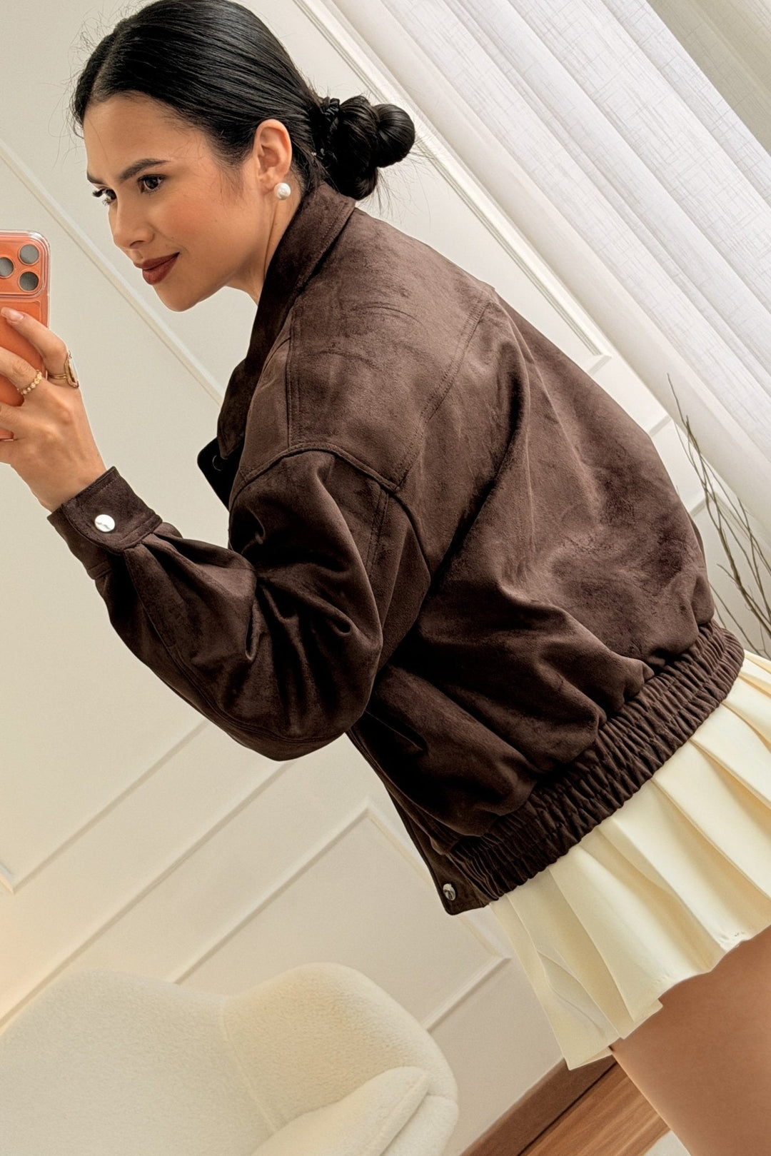 Syntetický semišový kabát GD