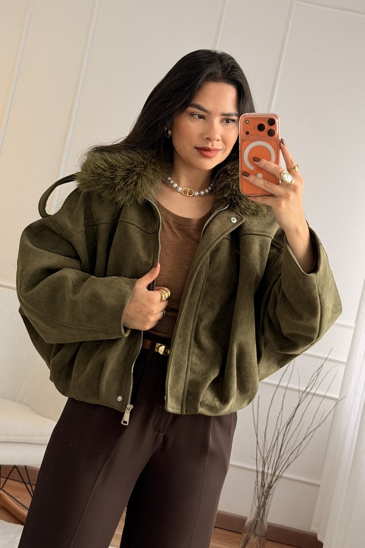 Kabát s kožešinovým límcem FLAMMODE