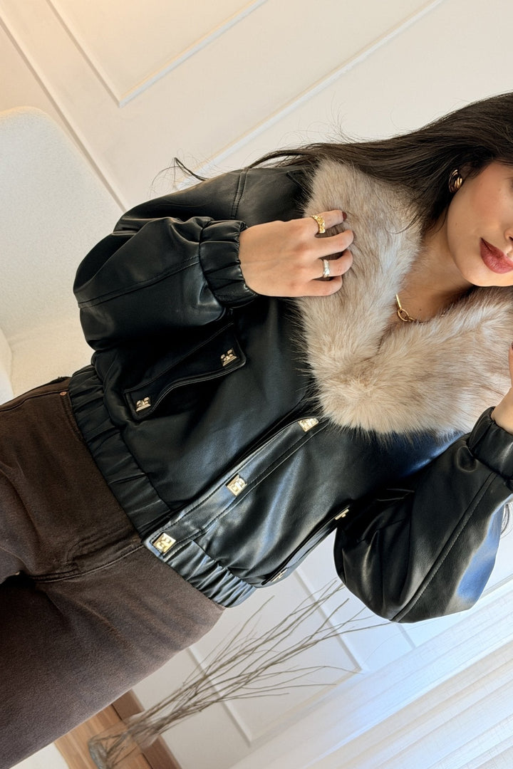 Kabát s kožešinovým límcem FLAMMODE