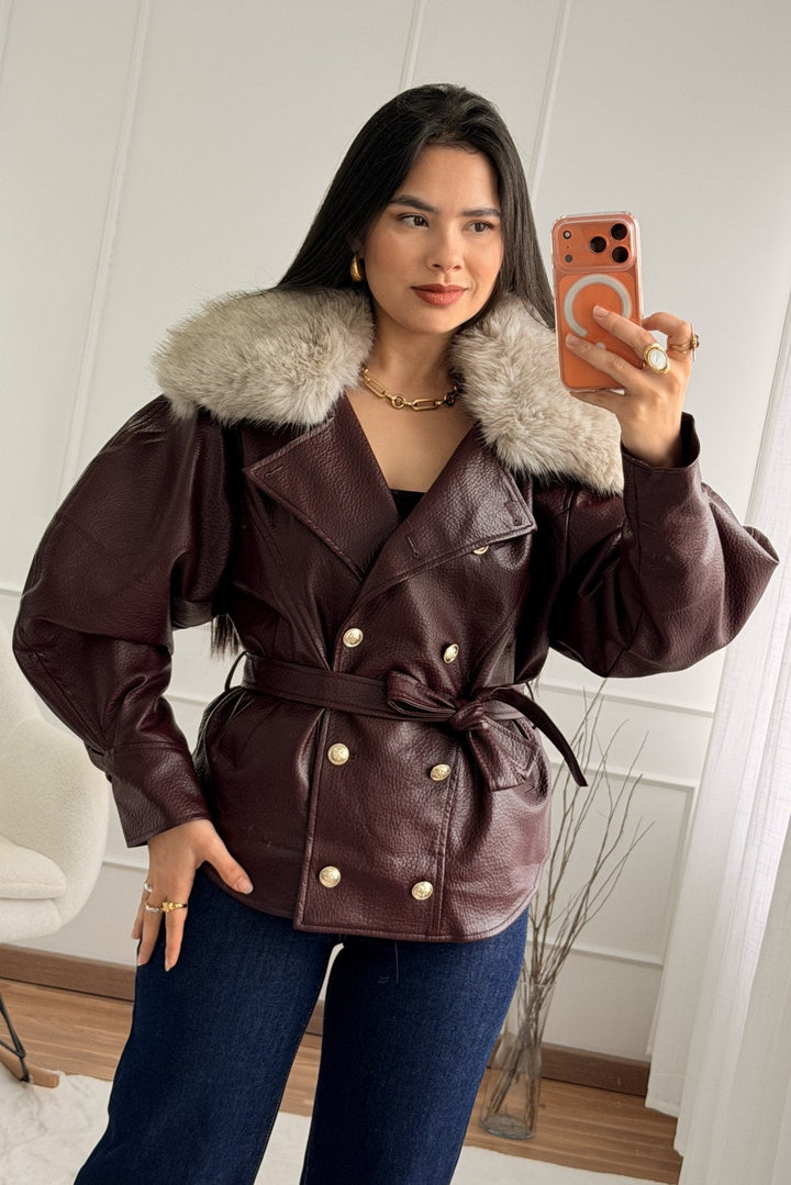 Kabát s kožešinovým límcem MOCHY 