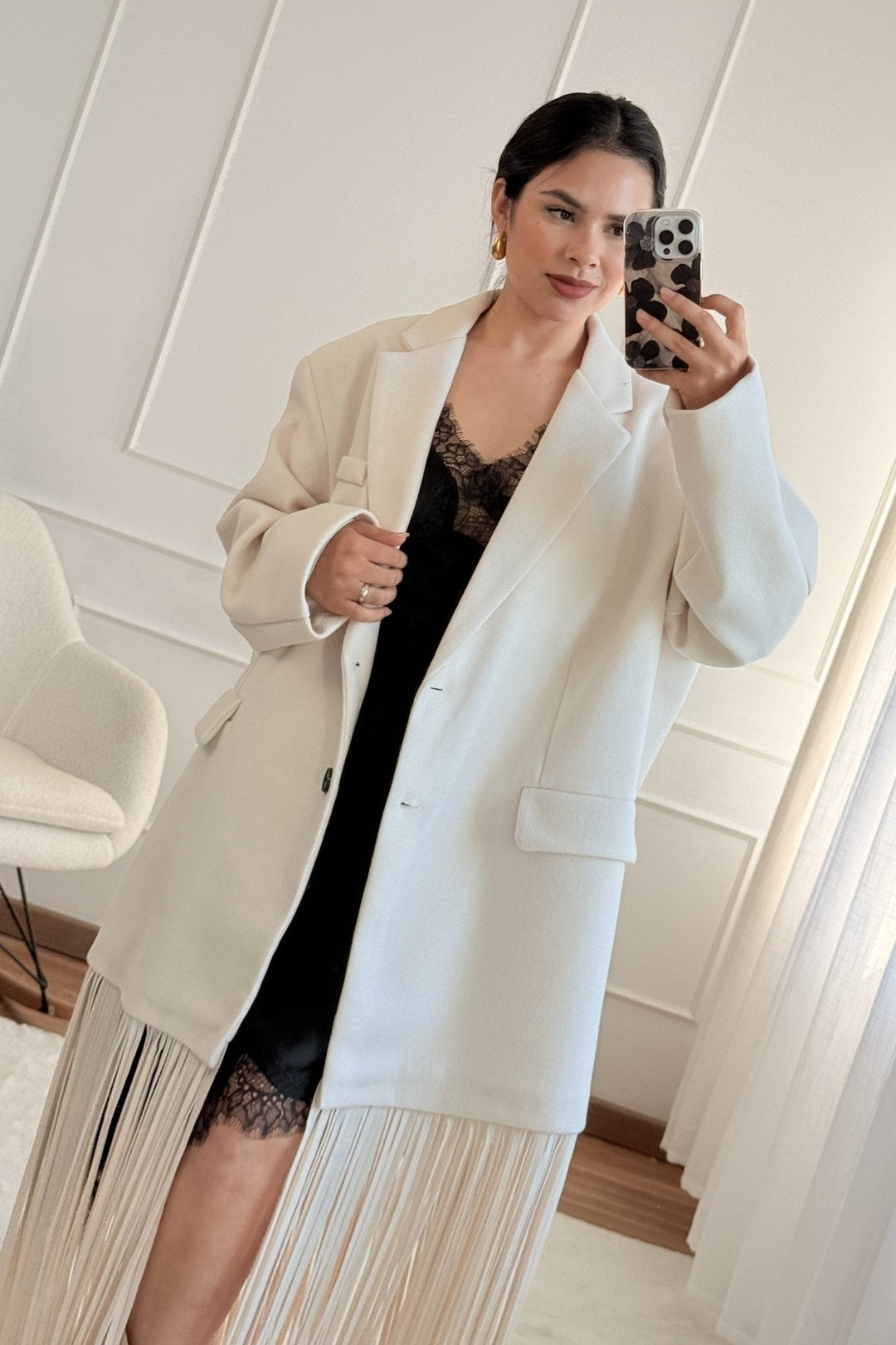 Oversize kabát s třásněmi LUMINA