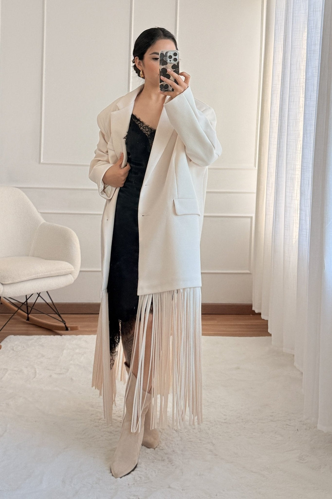 Oversize kabát s třásněmi LUMINA