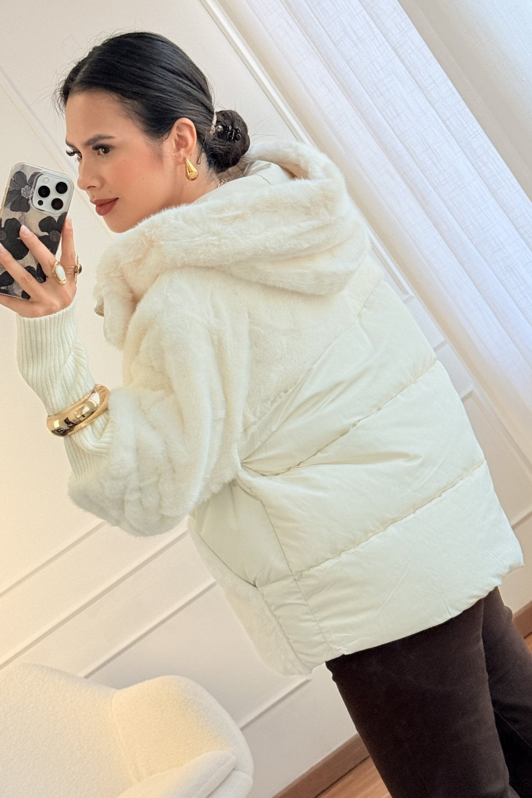 Kabát s kožešinovým kapucí FLAMMODE