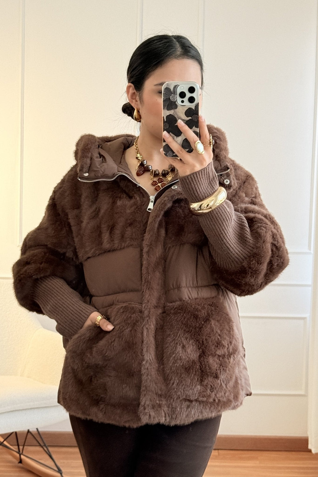 Kabát s kožešinovým kapucí FLAMMODE