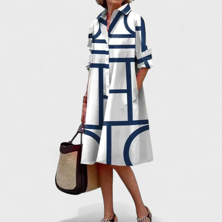 Stella - Geometrické Elegantní Šaty