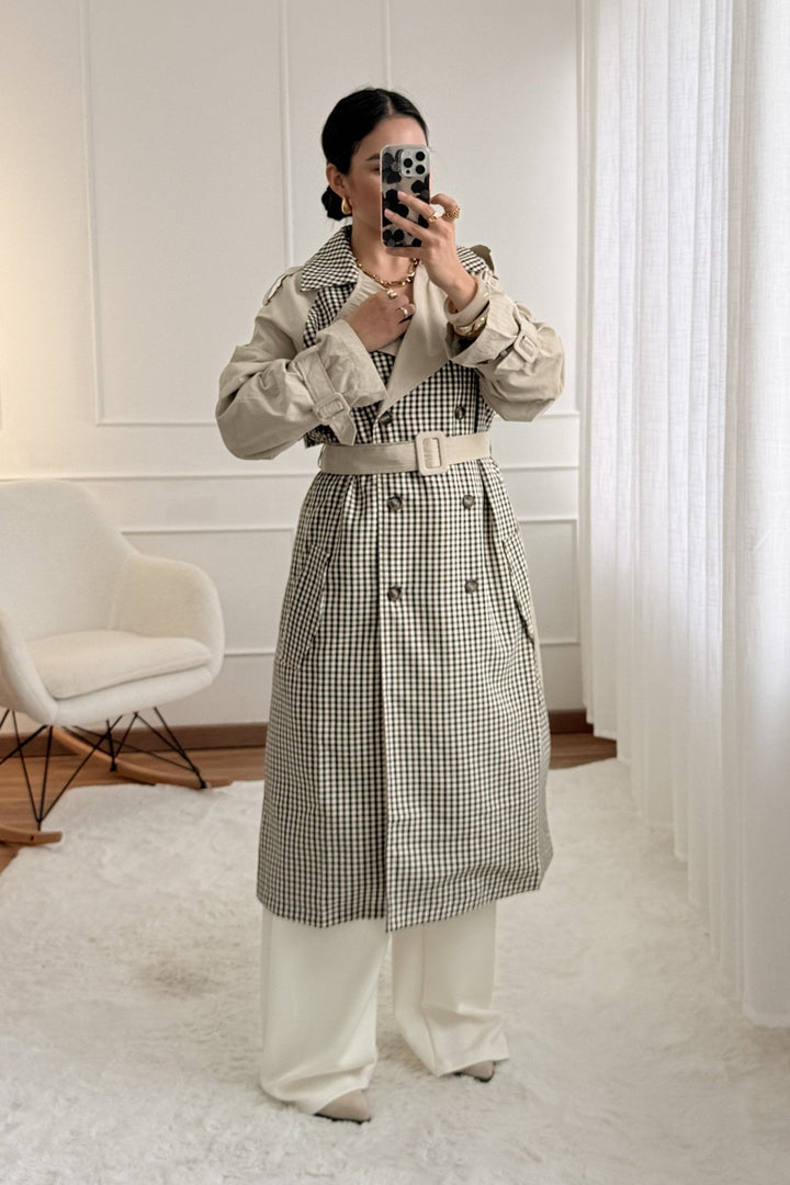 Károvaný trenčkot DROLE DE COPINE